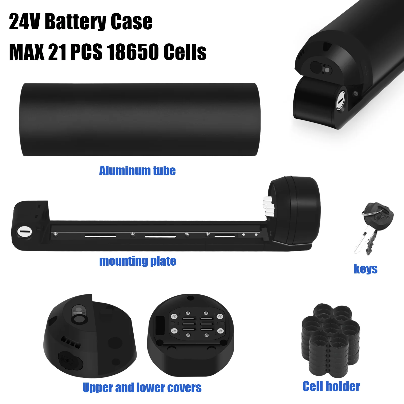 Premium 21-Piece Ebike Battery Downtube Case with Holder