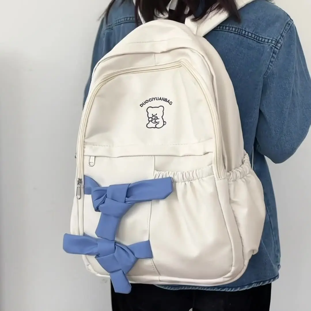 

Милые женские рюкзаки Weysfor с бантом, водонепроницаемый нейлоновый школьный рюкзак для студенток, женские милые рюкзаки для ноутбука