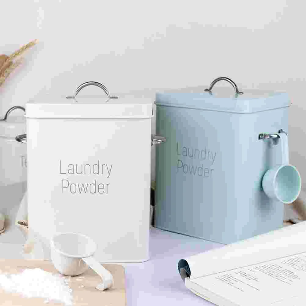 

Laundry Detergent Container Storage Dispenser Canister Holder Tin Room Containers Pods Washing Beads Bin Metal Box Soap