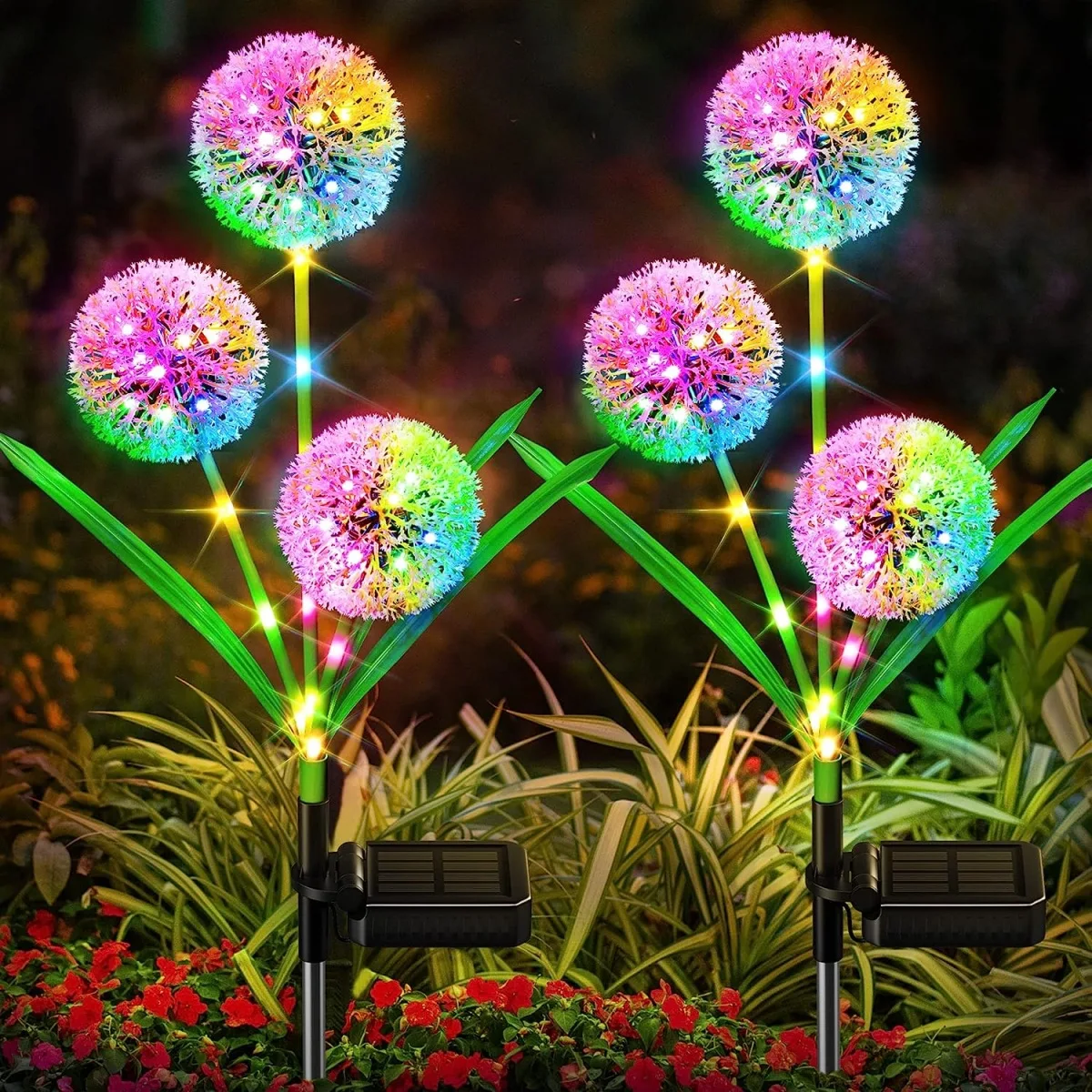 1/2/4Pcs Led Solar Dandelion Light String Lawn Light Ground Plug Dente Di Leone Solar Colored Light Stringa Di Luce Decorativa Per Esterni