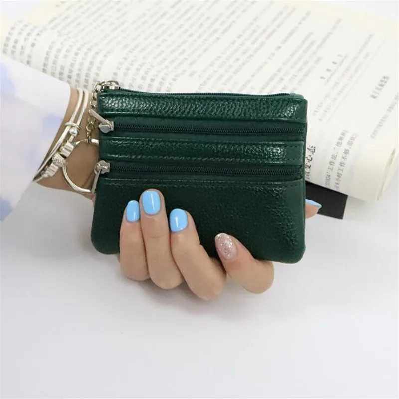 Fashion Leather Women Wallet Clutch Two Zip Female Short Small Coin Purse Soft Mini Card Cash Holder Change Purses Key Holder