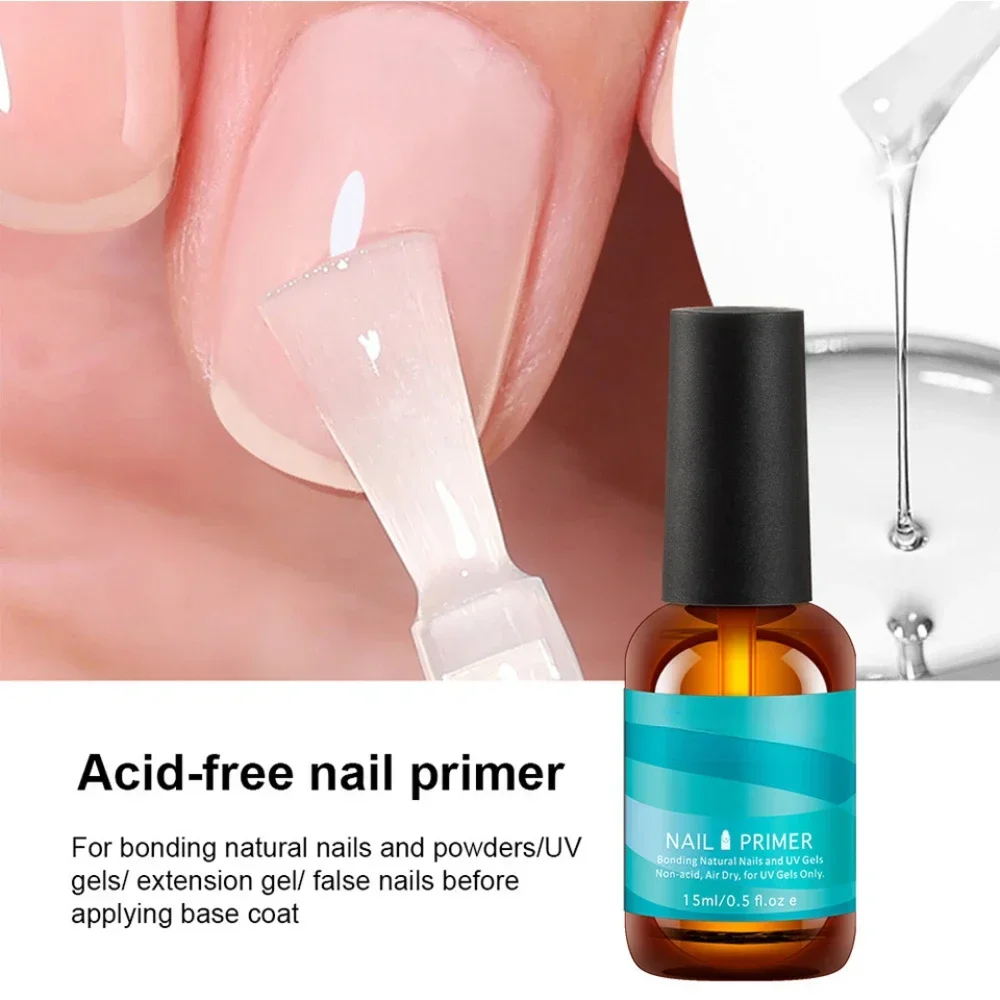2Pcs 15ml Nail Primer Fast Air Dry Prep Dehydrator For Nail Soak Off Base Primer Gel First Nails Gel for Manicure Tools