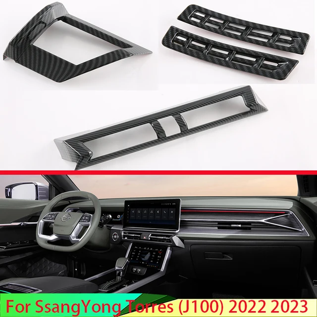 Enhance your cars interior with the For SsangYong Torres Carbon Fiber Style Air Vent Outlet Cover