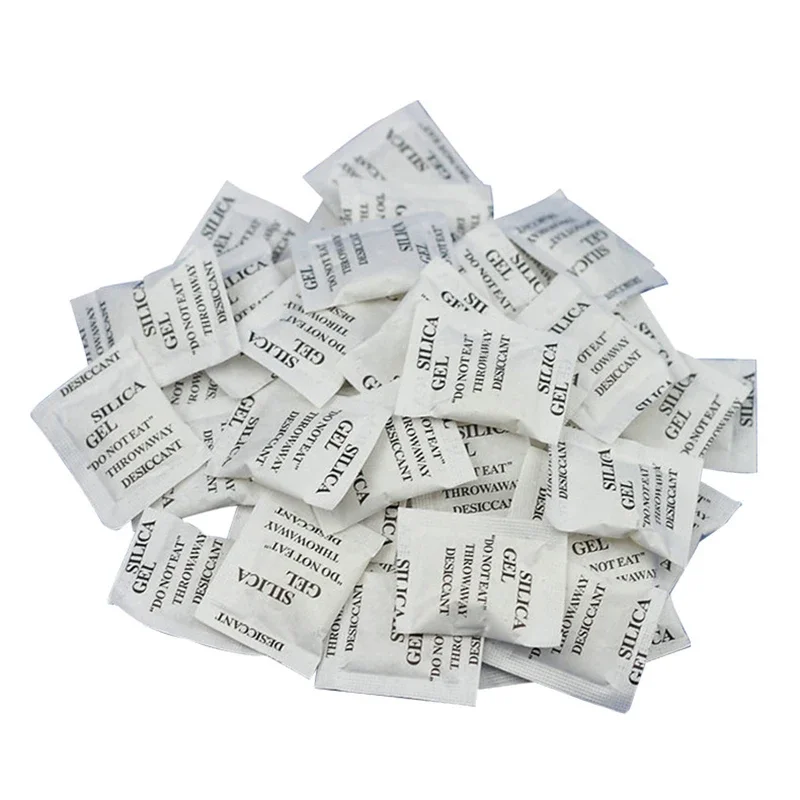 50Pcs 1g Non-toxic Silica Gel Packs Desiccant Pouches Damp Room Kitchen Clothes Moisture Absorber Dehumidifier Food Storage