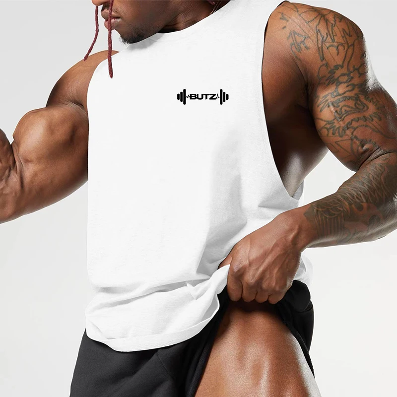 

BUTZ 2023 Men's Fitness Tank Top Gym Sleeveless Shirts Running Sports Stitching Waistcoat Summer Muscular Male Tranining Vest