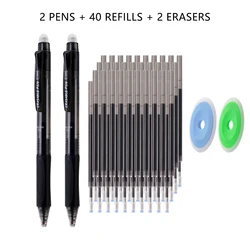 Premium 0.5mm Erasable Gel Pen Set with Built - in Top Eraser and Refill (Black set)