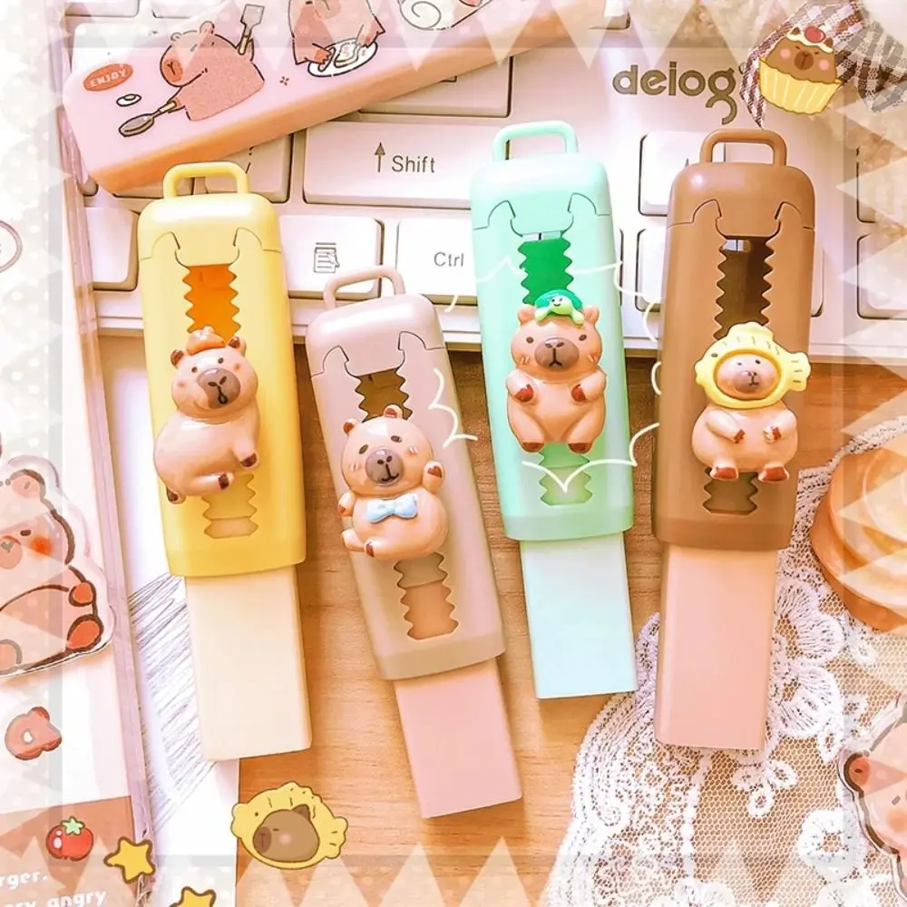 

Traceless Retractable Capybara Eraser Portable Aesthetic Push Pull Eraser Creative Wiping Pencil Rubber Kids