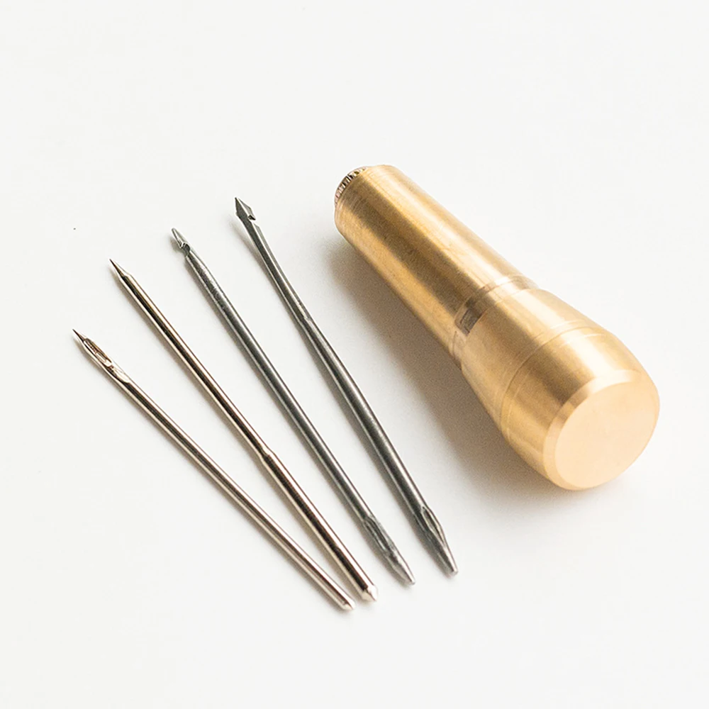 Leather Sewing Needles Kit Contains Silver Stainless Steel/Copper Alloy Sew Awl 4 Piece Needle Suitable for Leather Canvas Tent