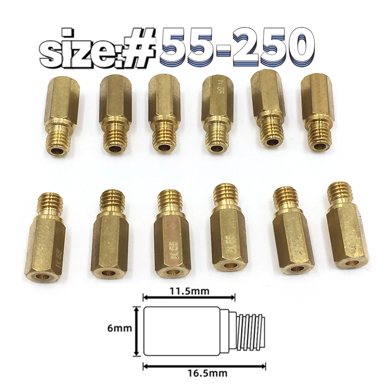 

Комплект из 12 штук основной струйный 5mmx0.8 резьба для Keihin FCR OKO KOSO PE PWK карбюратор шестигранный основной инжектор мотоцикла сопло