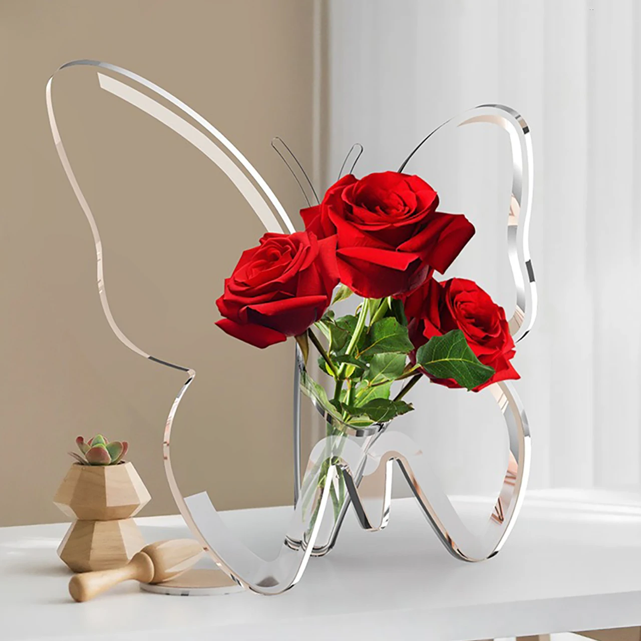 Butterfly Acrylic Photo Frame Vase Art Hydroponic Flower Vase Desktop Plant Holder Decor Vase Home Decoration Ornaments