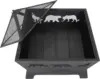 26 inch Fire Pits for Outside Square Firepit Wood Burning Fireplace Heavy Duty Steel Patio Bowl with Screen Waterproof Cover 6