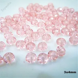 Isywaka Hot Light Green Faceted Crystal Glass Rondelle Spacer Beads for Jewelry Making, 125pcs (Pink)