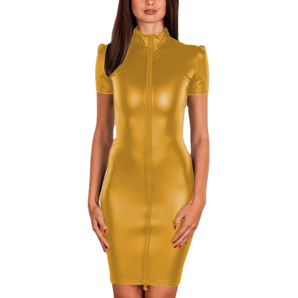 mustard leather dress Mustard Leather Dress | Designer Dress