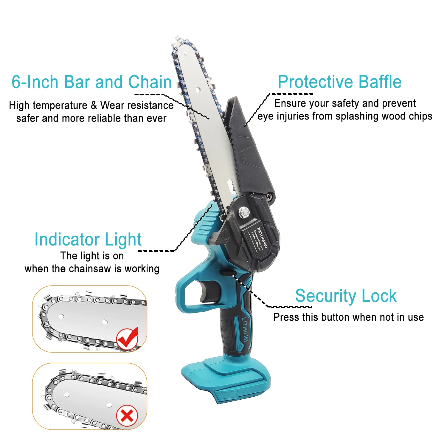 Mini Chainsaw 6 Inch Cordless Handheld Chain Saw for Wood Cutting Tree  Trimming fit Makita 18v Battery (without Battery) - AliExpress