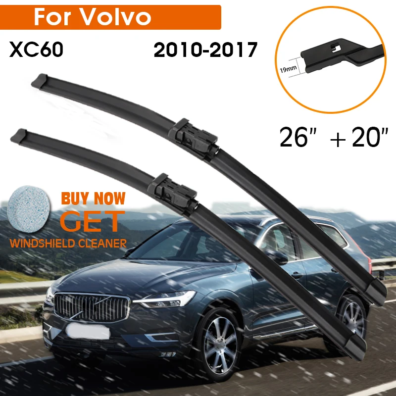 Car Wiper Blade For Volvo XC60 2010-2017 Windshield Rubber Silicon Refill Front Window Wiper 26"+20" LHD RHD Auto Accessories