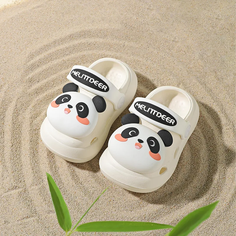 

Children Fashion Sandals Versatile Round-toe with Cartoon Panda Platform Girls Beach Shoes Baby Summer 2023 Boys Shoes Non-slip