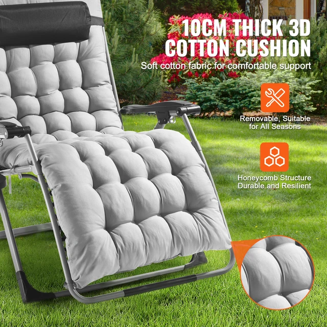 SucceBuy Zero Gravity Chair Zero Gravity Recliner Lounge Chair Adjustable Anti Gravity Chair with Cushion Footrest and Cupholder 4