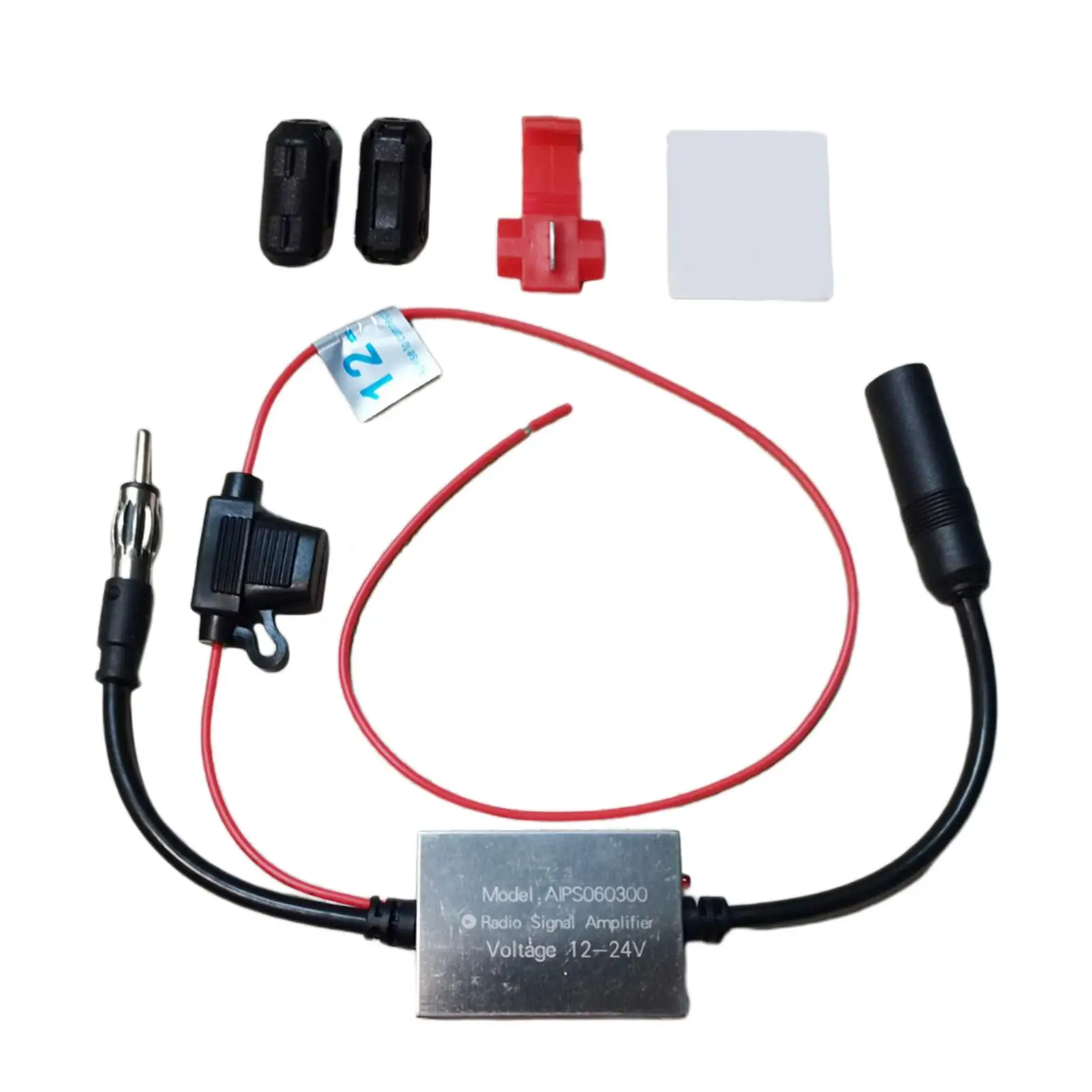 Auto FM Radio Antenna Signal Booster Amplifier 12 24V Strengthen Booster High Gain Anti