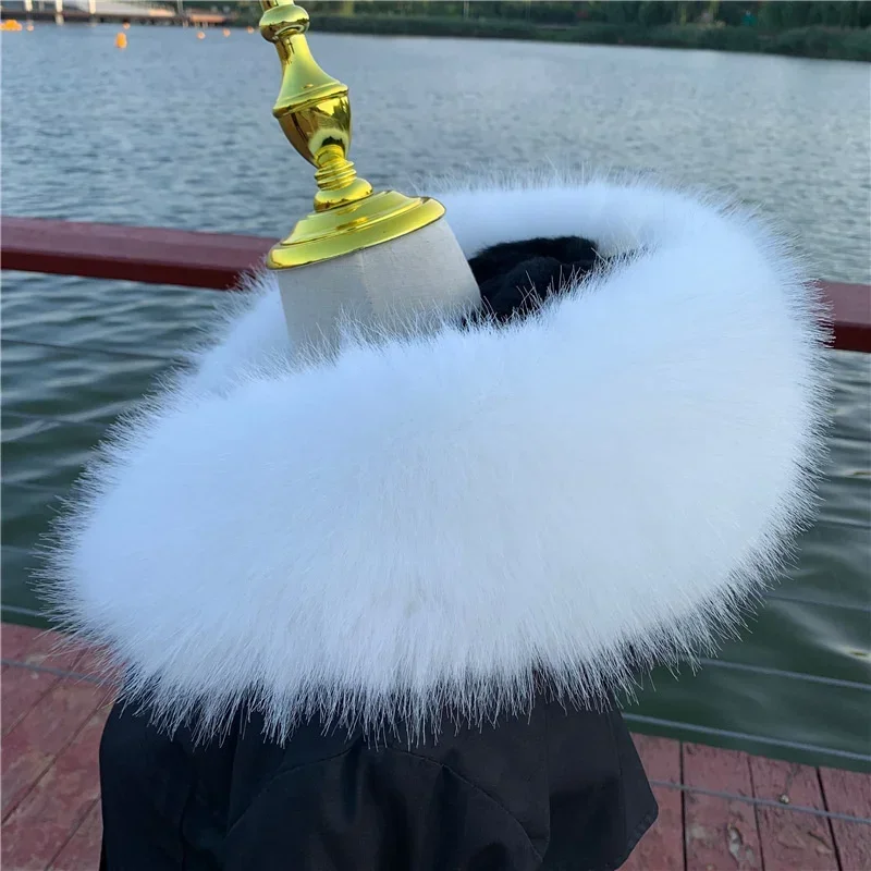New Faux Fox Fur Collar Winter Women Fake Fur Scarf Shawls for Coat Warmer Decor Furry Hood Trims Parkas Jacket Fur Scarves