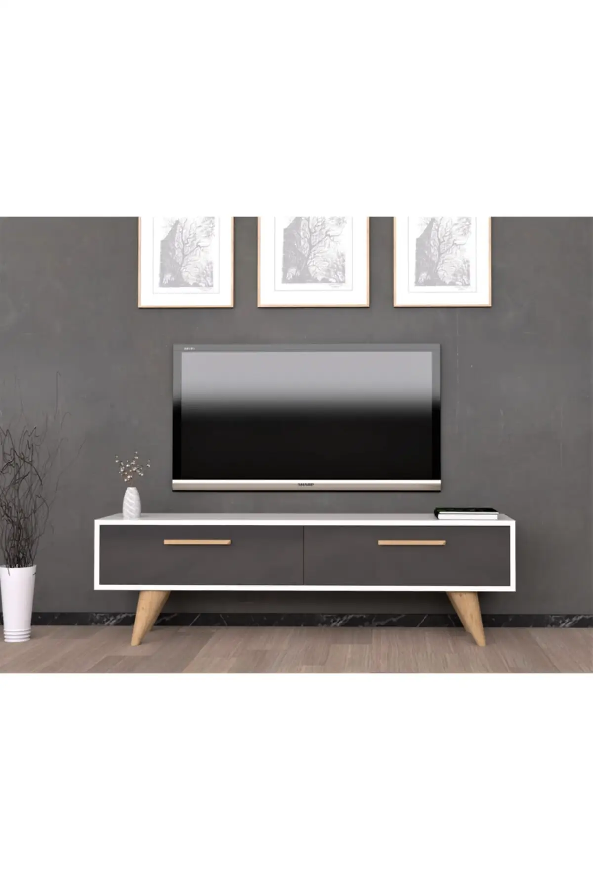 Unità Tv Balsamo 120 Cm Bianco-Antracite