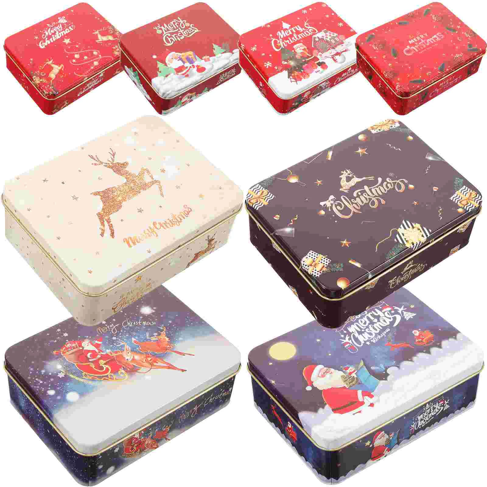 

Christmas Cookie Tins Lids Round Retro Candy Tinplate Tins Empty Gift Candy Box Cookie Containers Storing Biscuits