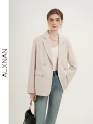 ALXNAN 2024 Spring New Commuting Loose Leisure Fashion Suit Lapel Loose Single Breasted Blazer Office Lady Clothes T01110