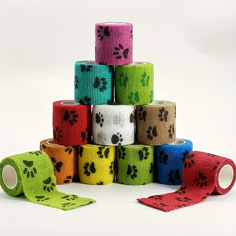 Multicolored elastic pet bandage – Self-adhesive one-time wrap, size 5cm/1.97in, household items, suitable for knees
