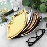 Stainless Steel Lip Shaped Jewelry Tray Home Cosmetics Metal Tray Female Jewelry Storage Tray Decorative 2