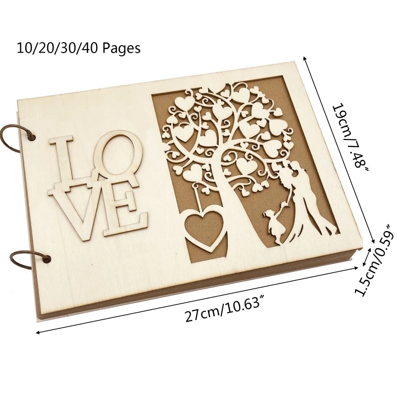 Love Wedding Guest Book Personalized Wooden Family Tree Guestbook Signature Book