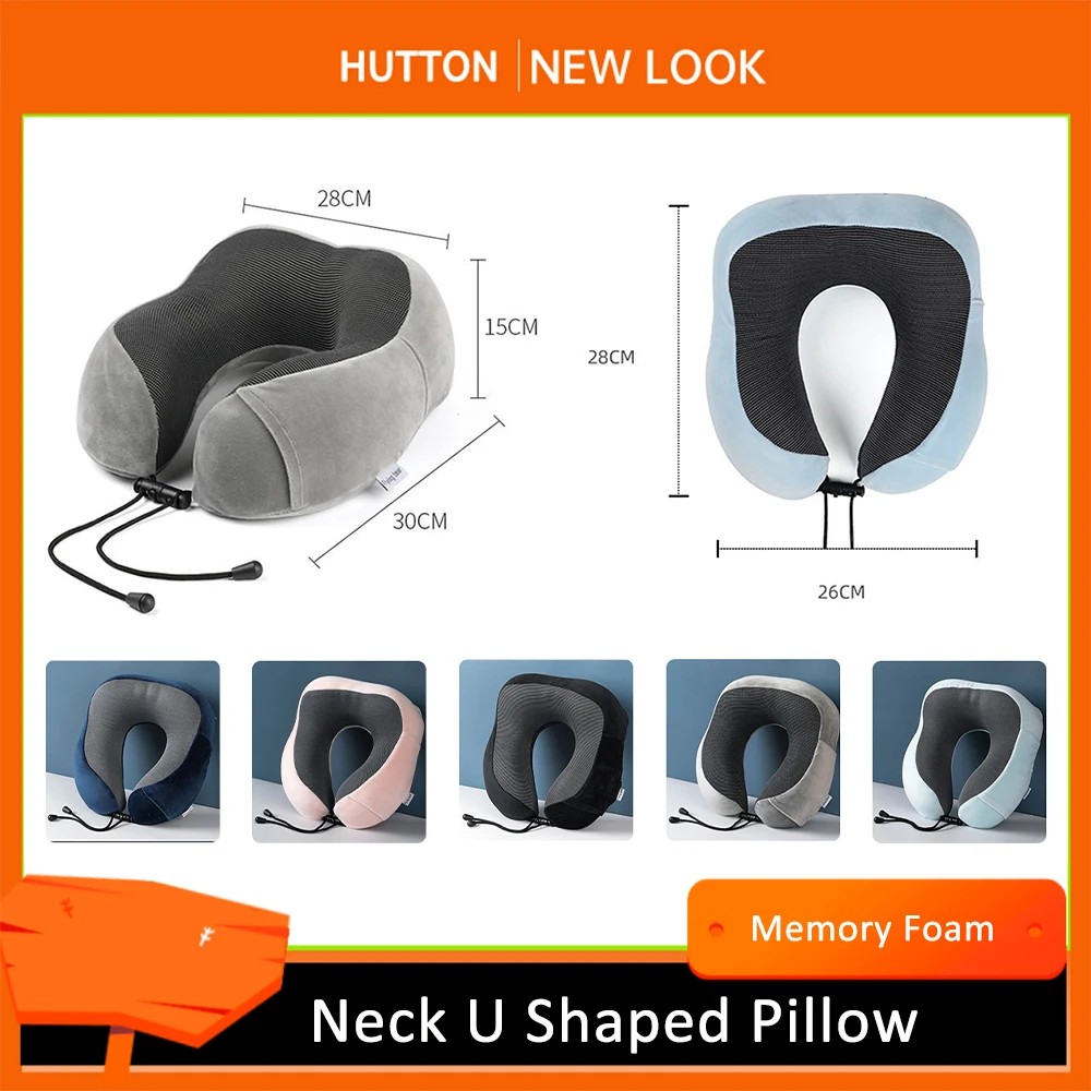 

U-Shape Travel Pillow Pure Memory Foam Neck Pillow for Airplane Office Nap Cervical Pillows Flight Sleeping Head Neck Support