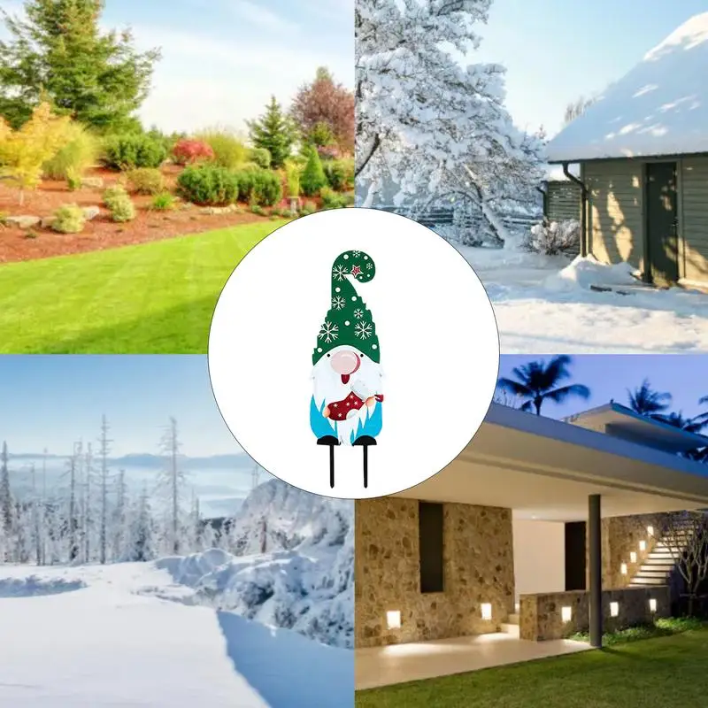 Garden Metal Gnome Stakes Decorative Garden Stakes Waterproof Lovely Weather Resistant Sturdy Christmas Gnomes