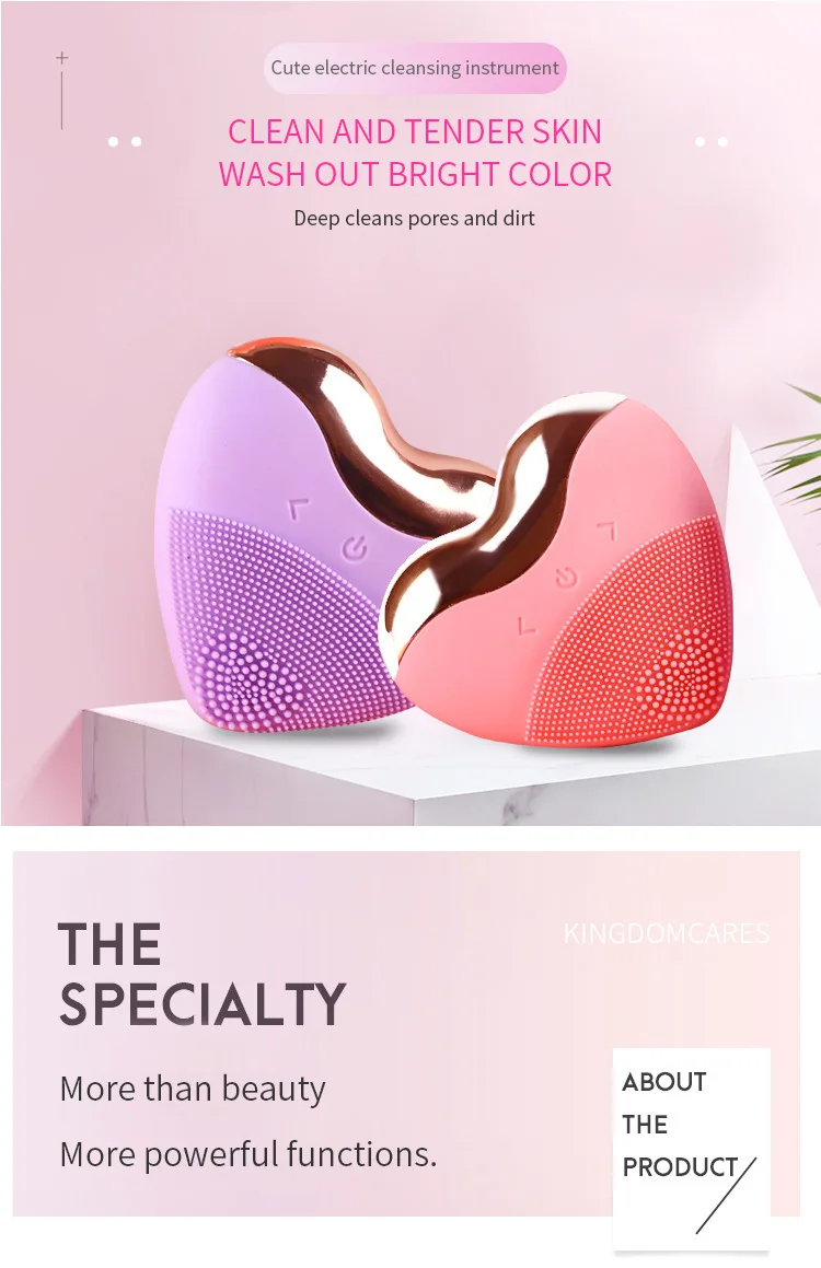 Ηλεκτρικό καθαριστικό όργανο σιλικόνης Love Model, φόρτιση οργάνου καθαρισμού προσώπου, υπερηχητική μίνι βούρτσα προσώπου, βούρτσα προσώπου_voghion.com