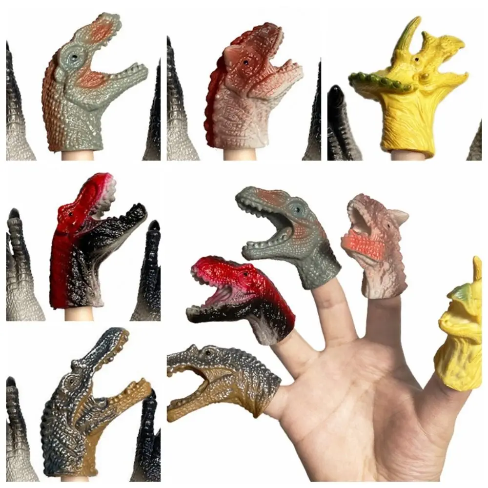 

5pcs Cartoon Dinosaur Dinosaur Finger Puppet Toys Hand Puppets Rubber Finger Mini Baby Animals Model Colorful Funky