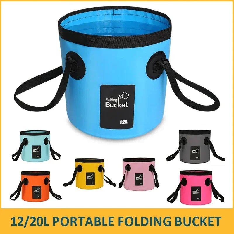 12L Folding Portable Multifunctional Waterproof Outdoor Travel Bucket Storage Container Camping Hiking Car Washing Bucket Camp
