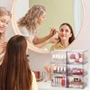 4 Pack Clear Stackable Storage Drawers, 4.4'' Tall Acrylic Bathroom Makeup Organizer,Plastic Storage Bins For Vanity 6