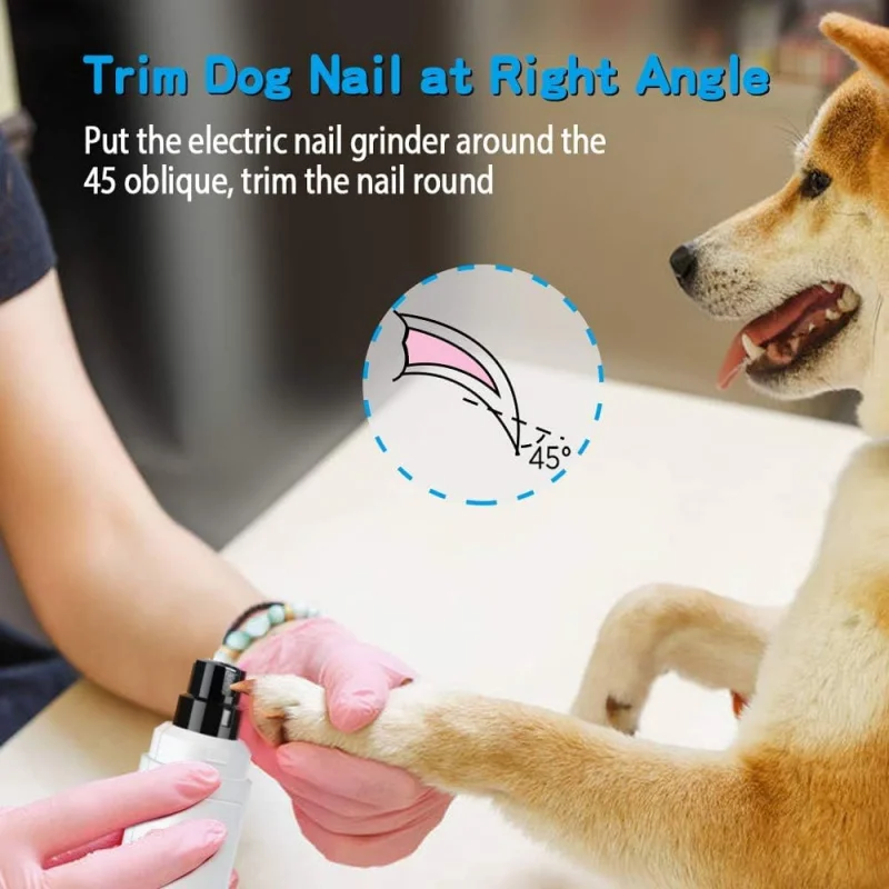 Dog Nail Grinder 2-Speed LED Electric Rechargeable Pet Nail Trimmer Painless Paws Grooming Tool clippers for Dogs Cat White