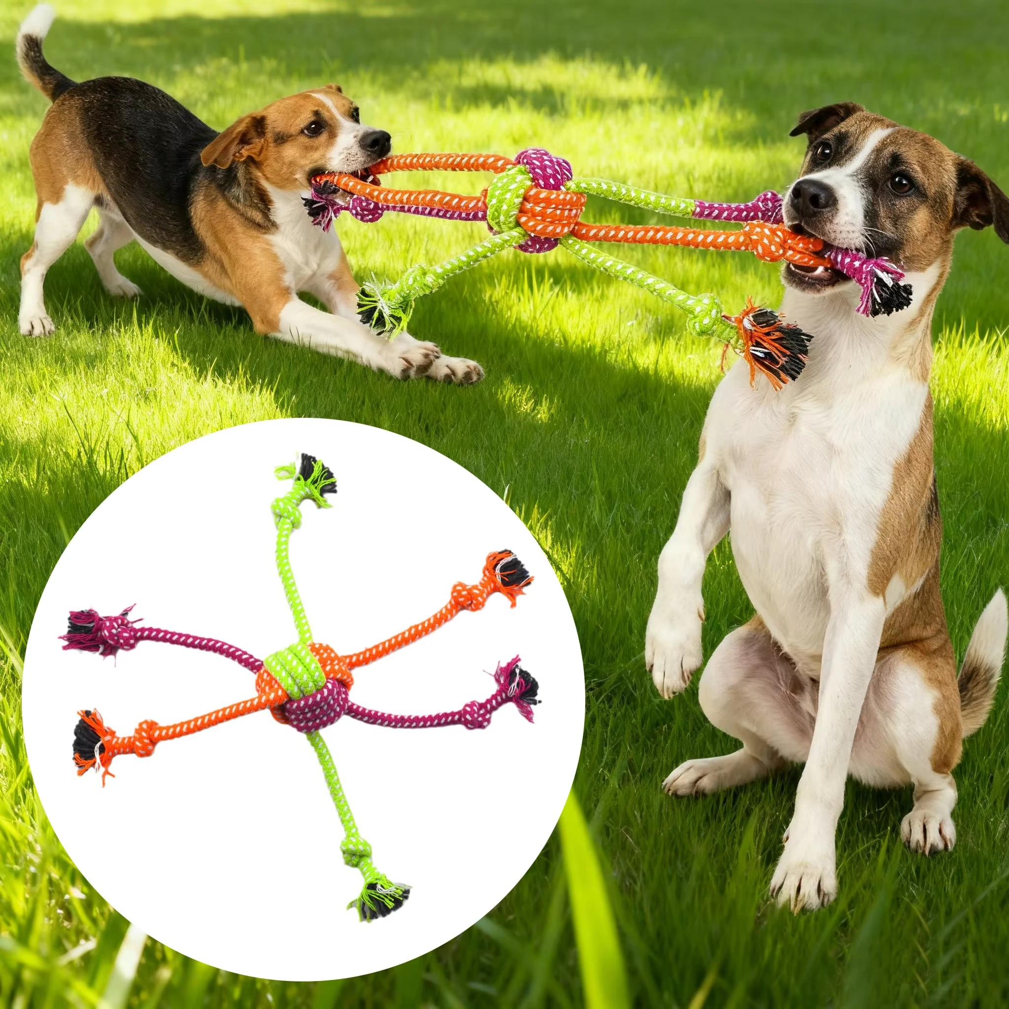 Dog Chew Toy Bite Resistant Rope Knot Cats Dogs to Relieve Boredom Teeth Grinding and Cleaning Pet Training Supplies