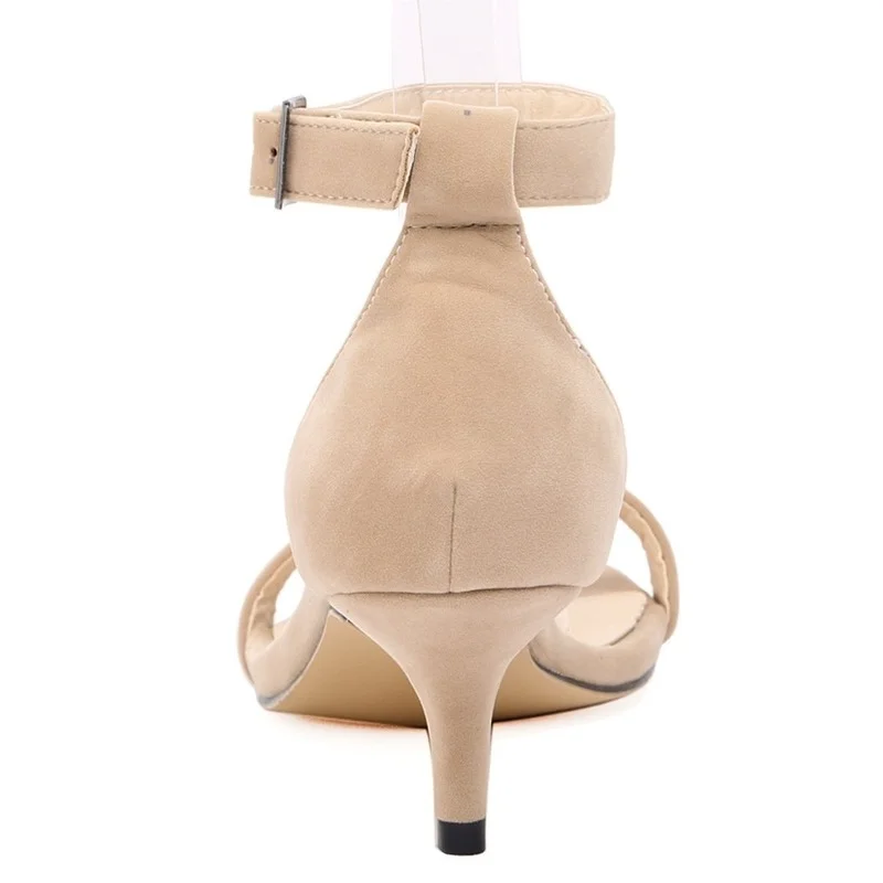 LOSLANDIFEN Women Sandals Summer Low Heels Ankle Strap Sandal Open Toes Sexy High Wedding Party Shoes Plus Size 105-2VE