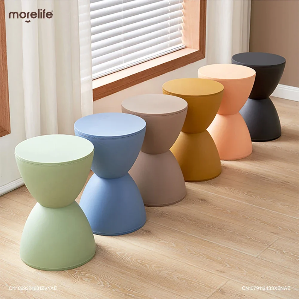 

Creative Plastic Round Shoe Change Stools Nordic Style Living Room Tea Table Footstool Thickened Makeup Stool Home Furniture