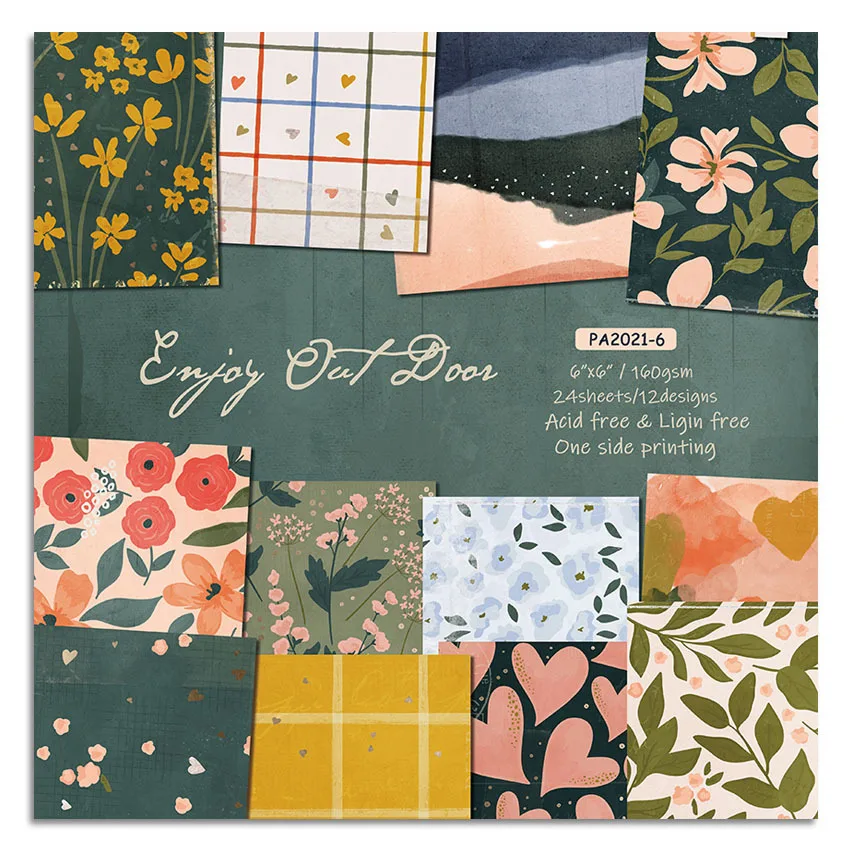 24Sheets/Set Vintage Flower Material Ppaper DIY Scrapbooking Journal Base Collage Photo Props Gift Wrapping Decoration Paper
