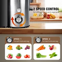 Extracteur de jus centrifuge, pour fruits et légumes entiers, 400W, bouche large de 65 mm, 2 vitesses, facile à nettoyer et à utiliser, design compact et anti-goutte. 5