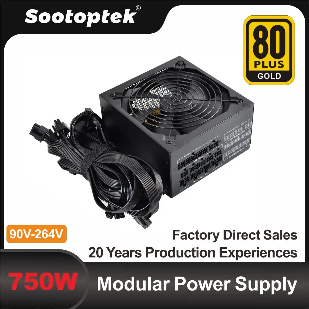 

ATX Moduler PSU 750W 80 PLUS GOLD 90V-264V Hot Selling I/O Switching PC Power Supply APFC Full Voltage OEM