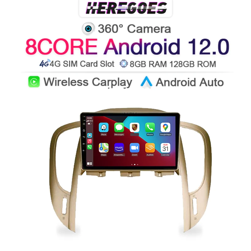 

Автомобильный мультимедийный плеер Carplay, плеер 2DIN на Android 12,0, 9 дюймов, 4G + Wi-Fi, GPS, для Buick LaCrosse 2009-2013, с радио и стереозвуком 128 ГГц