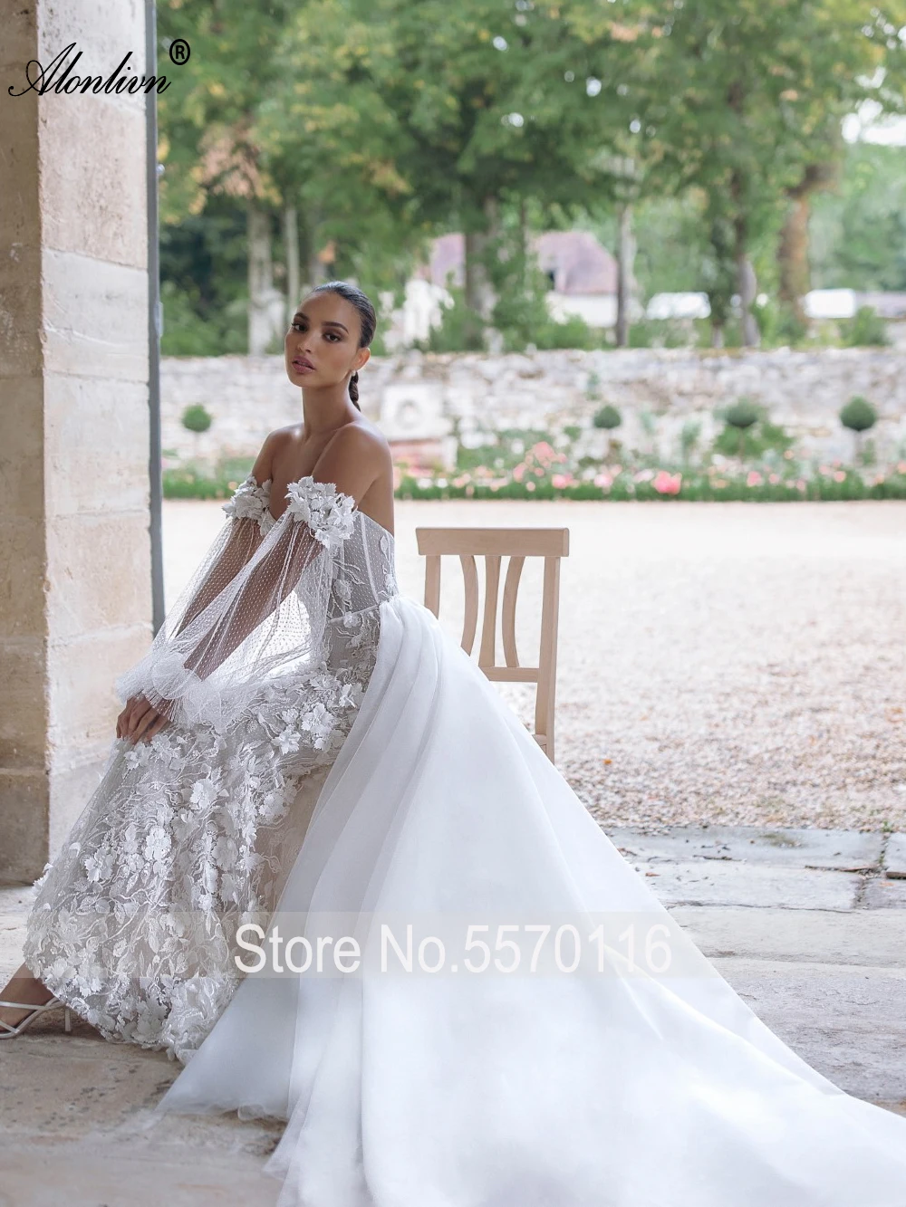 Fiori Corpetto Sposa Con Maniche Abito Da Sposa Principesco Con
