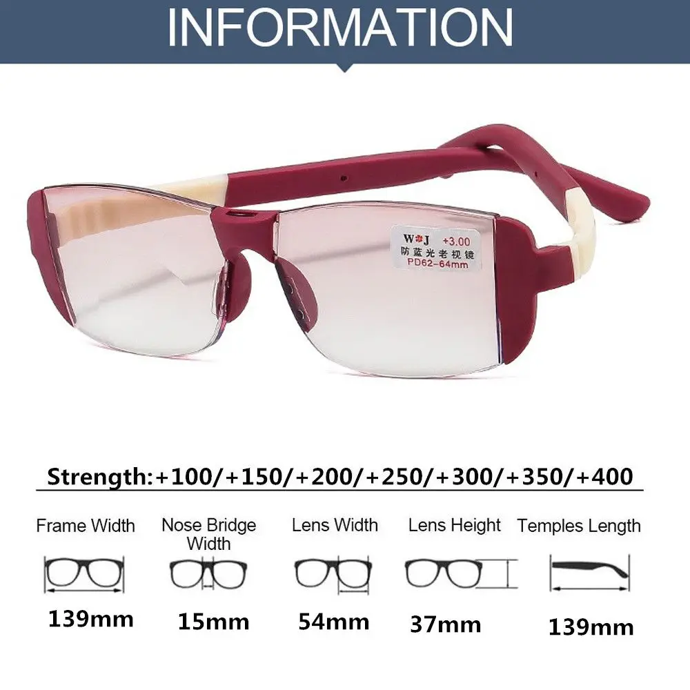 Reading glasses TR Magnetic Therapy Rimless Anti-Blue Bifocal