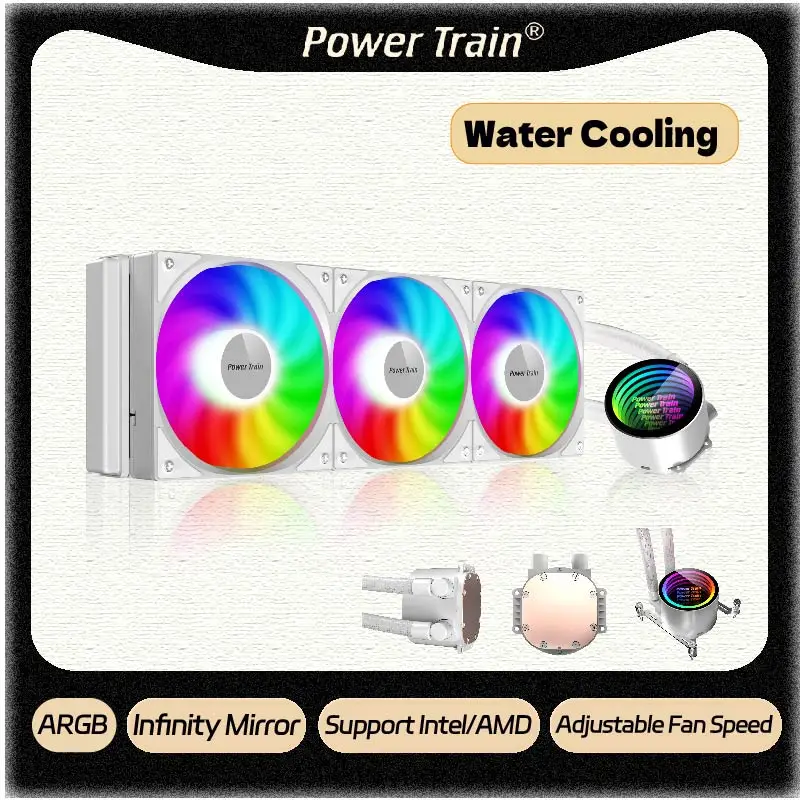 POWER TRAIN Liquid CPU Cooler Ice Cube DL360, ARGB Integrated Water Cooling, 360mm Radiator, Intel AMD Compatible, CPU Liquid Cooler - Image 2