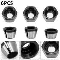 6Pcs Router Bit Collet Chuck Set 6/6.35/8mm Trimmer Collet Chuck Heads Carbon Steel Collet Chuck Adapter for Drills Engraving 1