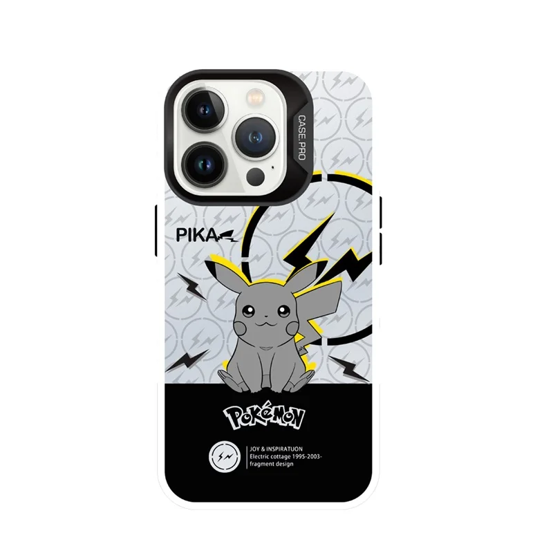 Pokemon Pikachu Silver Color Electroplated Phone Case for iPhone 15 14 13 12 11 Pro Max Shockproof Protective Back Cover