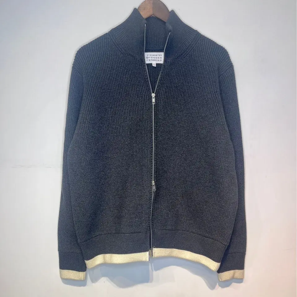 

Полукардиган ММ6 в стиле MargieIa, вязаный свитер на молнии, куртка с высококачественным шерстяным свитером для мужчин и женщин