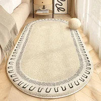 Retro Style Bedroom Decoration Plush Carpet Oval Bedside Rug Fluffy Soft Carpets for Living Room Home Washable Thicken Floor Mat 1